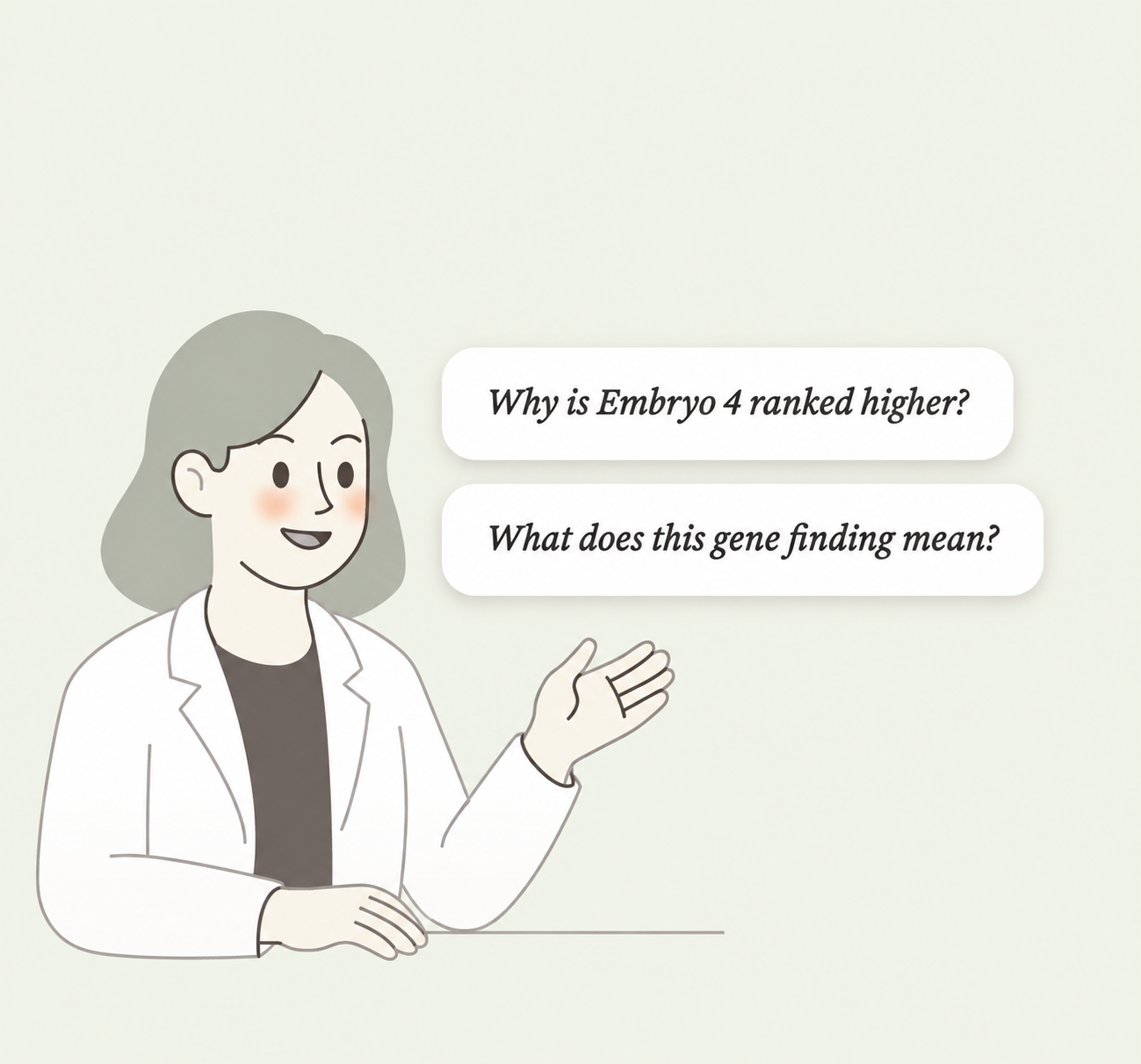 A member of Reticular’s clinical team explaining a report and answering a patient’s questions.