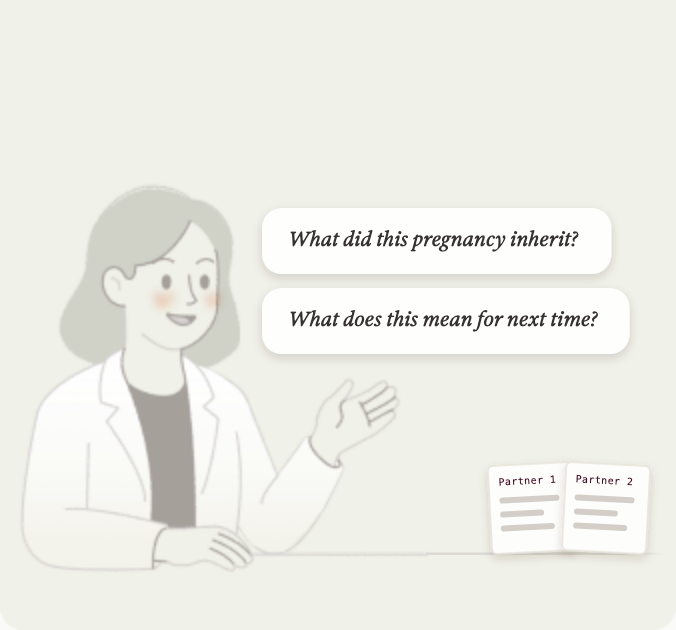 A genetic counselor reviewing one combined report with a couple.